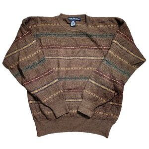 Nautica‎ 100% brown wool sweater, mens sz Med brown EUC vtg